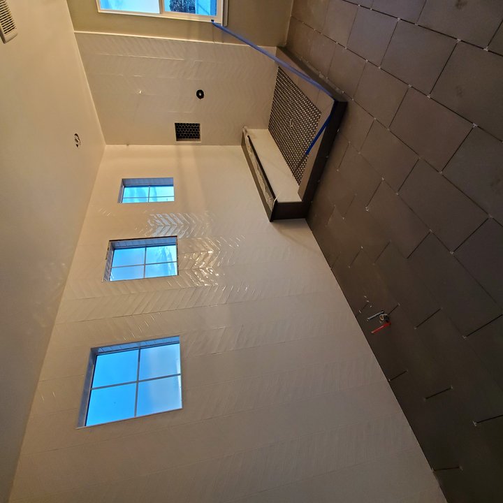 Chevron Wall & Slate Floor