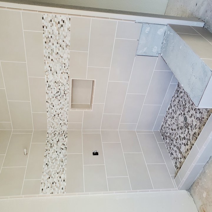 Shower with Mosaic Band