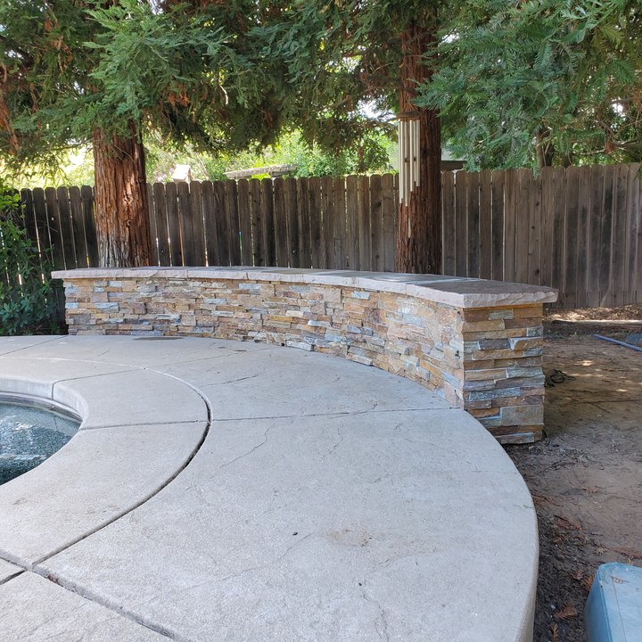 Stacked Stone Pool Wall
